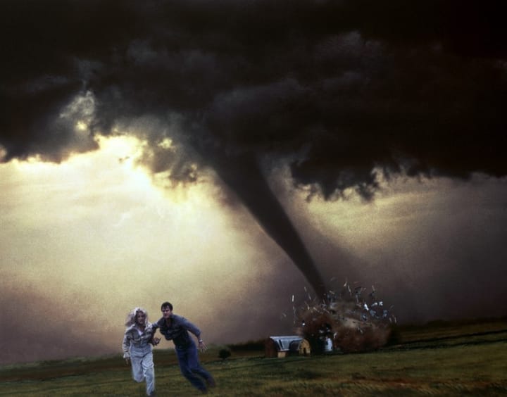 The filmmakers from Twister slowed down what animal’s sound to create the noise of the tornado?